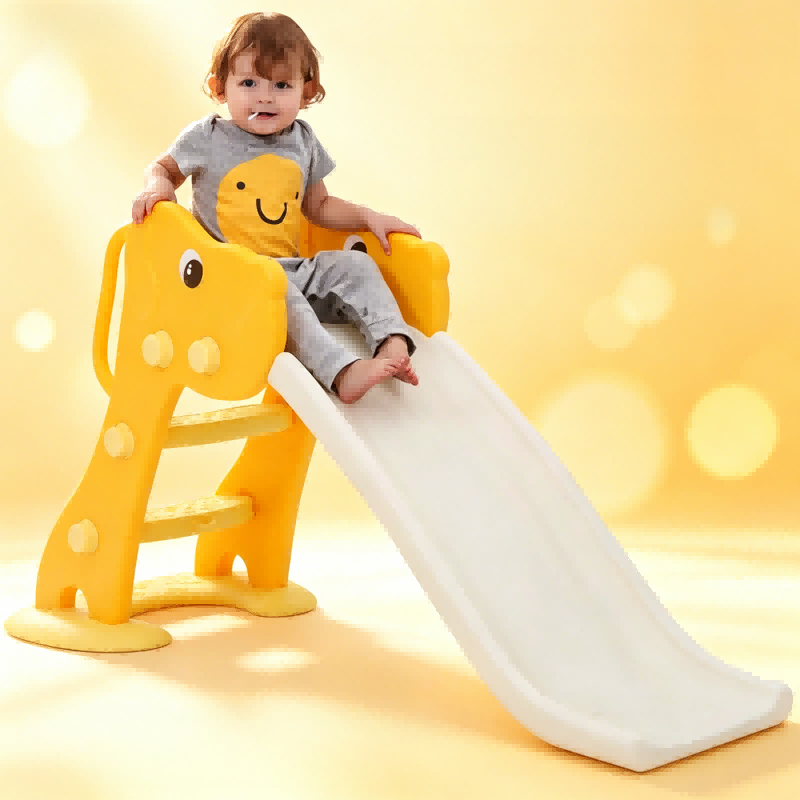 Toddler Slide, Dog Style Kids Slide with Easy Climb Stairs, Safe Indoor Play Slide for Infants & Toddlers (Yellow)