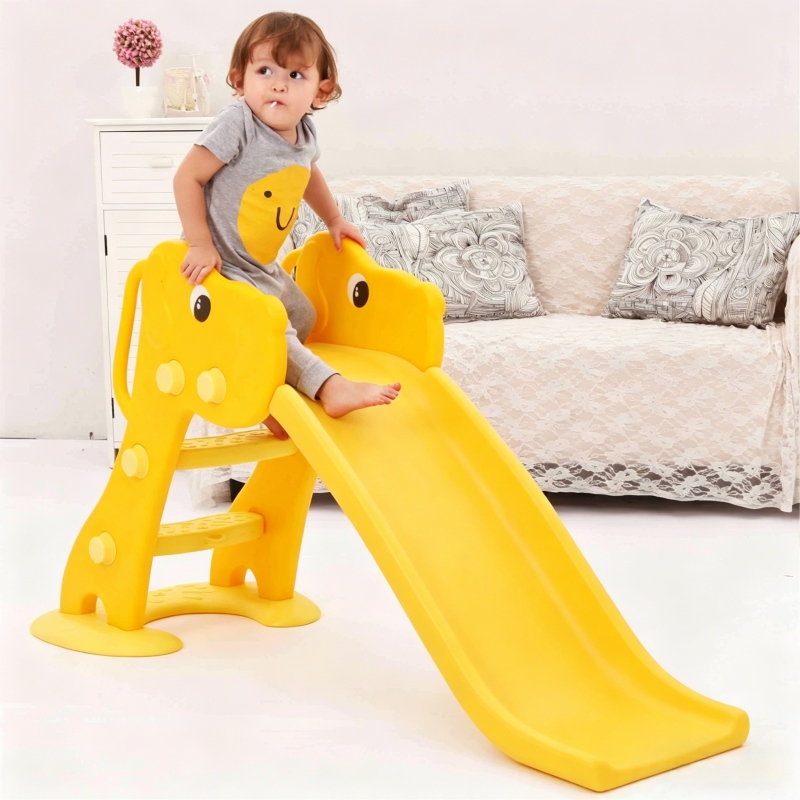 Toddler Slide, Dog Style Kids Slide with Easy Climb Stairs, Safe Indoor Play Slide for Infants & Toddlers (Yellow)