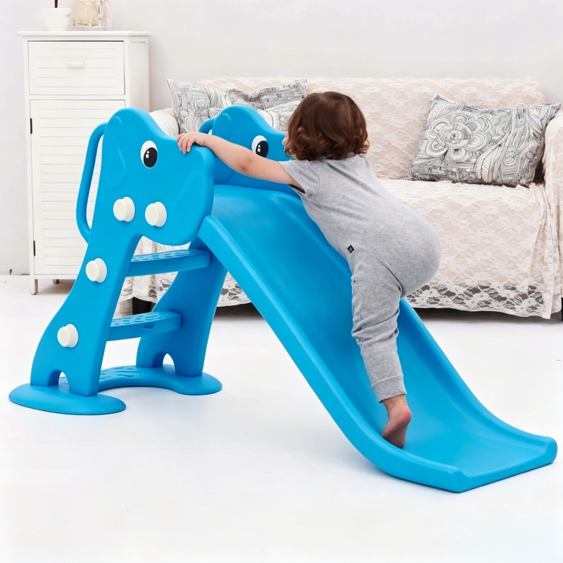 Blue Dog Toddler Slide, Durable Indoor Kids Slide for Boys, Easy Assemble Play Equipment for Home & Daycare