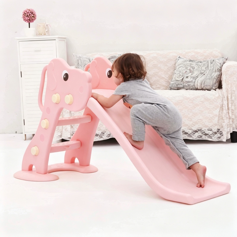 Pink Dog Toddler Slide, Cute Indoor Kids Slide for Girls, Non-Slip Safe Play Toy for Toddlers 1-3